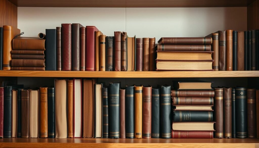 Books stacked vertically and horizontally Books stacked vertically and horizontally