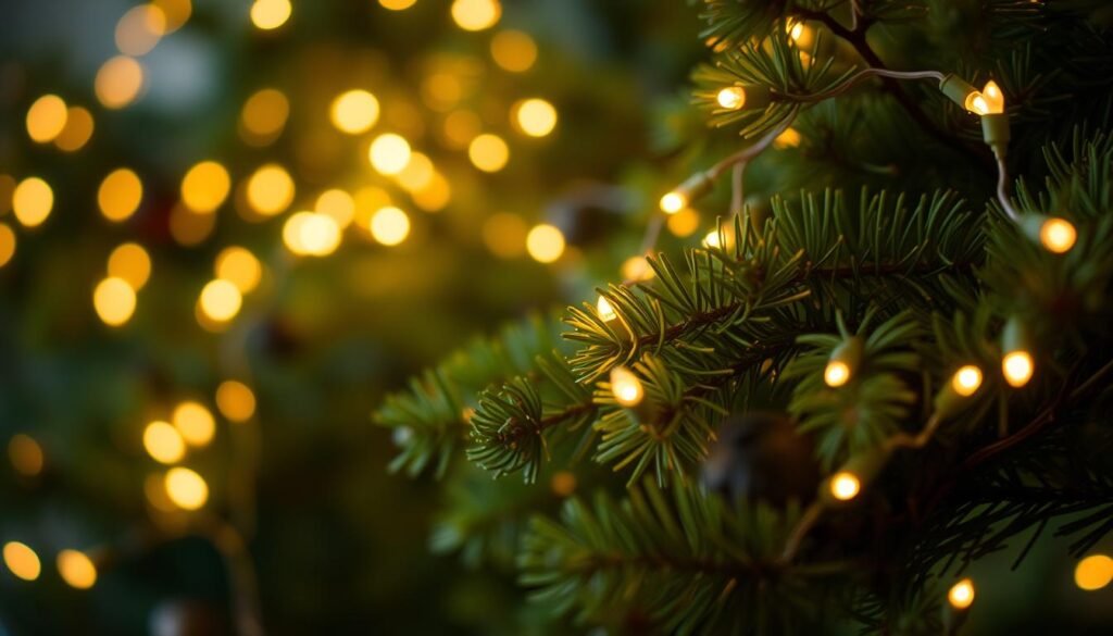 Delicate twinkling fairy lights adorning lush evergreen branches, creating a captivating holiday atmosphere. The soft, warm glow of the lights casts a dreamy, enchanting illumination upon the scene, evoking a sense of whimsical magic. The branches are full and lush, their verdant hues contrasting beautifully with the sparkling lights. A shallow depth of field blurs the background, allowing the viewer to focus solely on the mesmerizing display of twinkling lights. The overall mood is one of cozy, festive elegance, perfectly capturing the essence of a "Sparkle with Fairy Lights for a Dreamy Glow" holiday decor. Delicate twinkling fairy lights adorning lush evergreen branches, creating a captivating holiday atmosphere. The soft, warm glow of the lights casts a dreamy, enchanting illumination upon the scene, evoking a sense of whimsical magic. The branches are full and lush, their verdant hues contrasting beautifully with the sparkling lights. A shallow depth of field blurs the background, allowing the viewer to focus solely on the mesmerizing display of twinkling lights. The overall mood is one of cozy, festive elegance, perfectly capturing the essence of a "Sparkle with Fairy Lights for a Dreamy Glow" holiday decor.