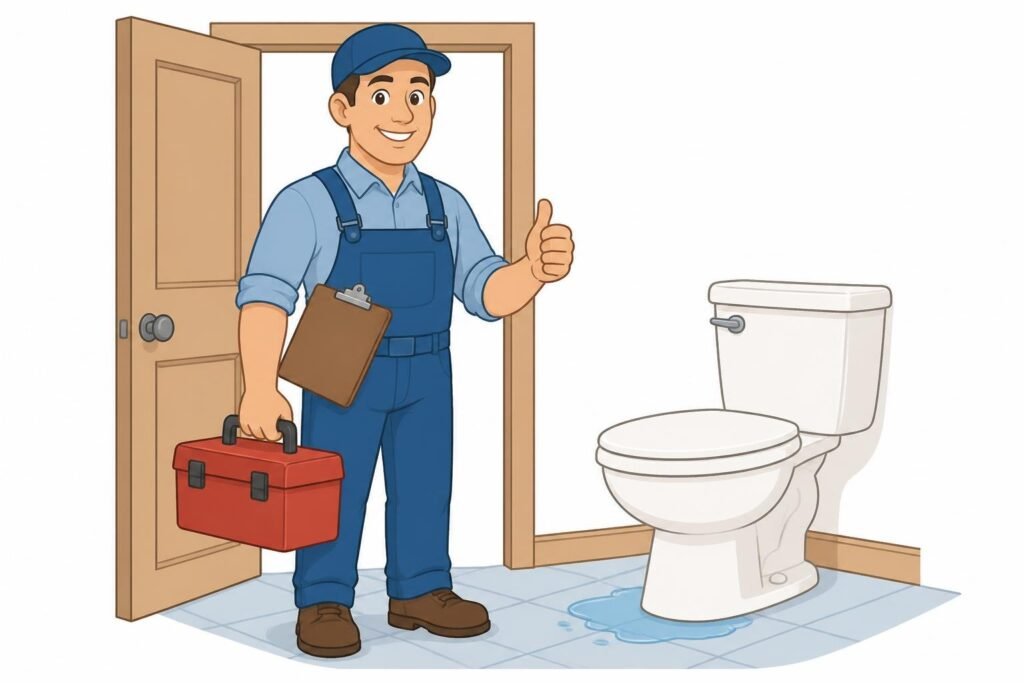 Some problems — like a leak at the base or a cracked tank — are a plumber's job.